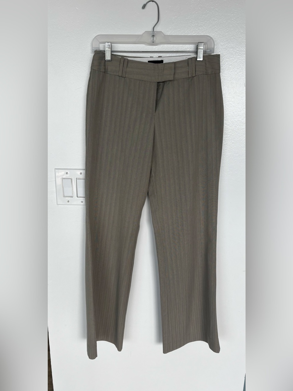 The Limited Tan Pinstripe Wide-Leg Dress Pants